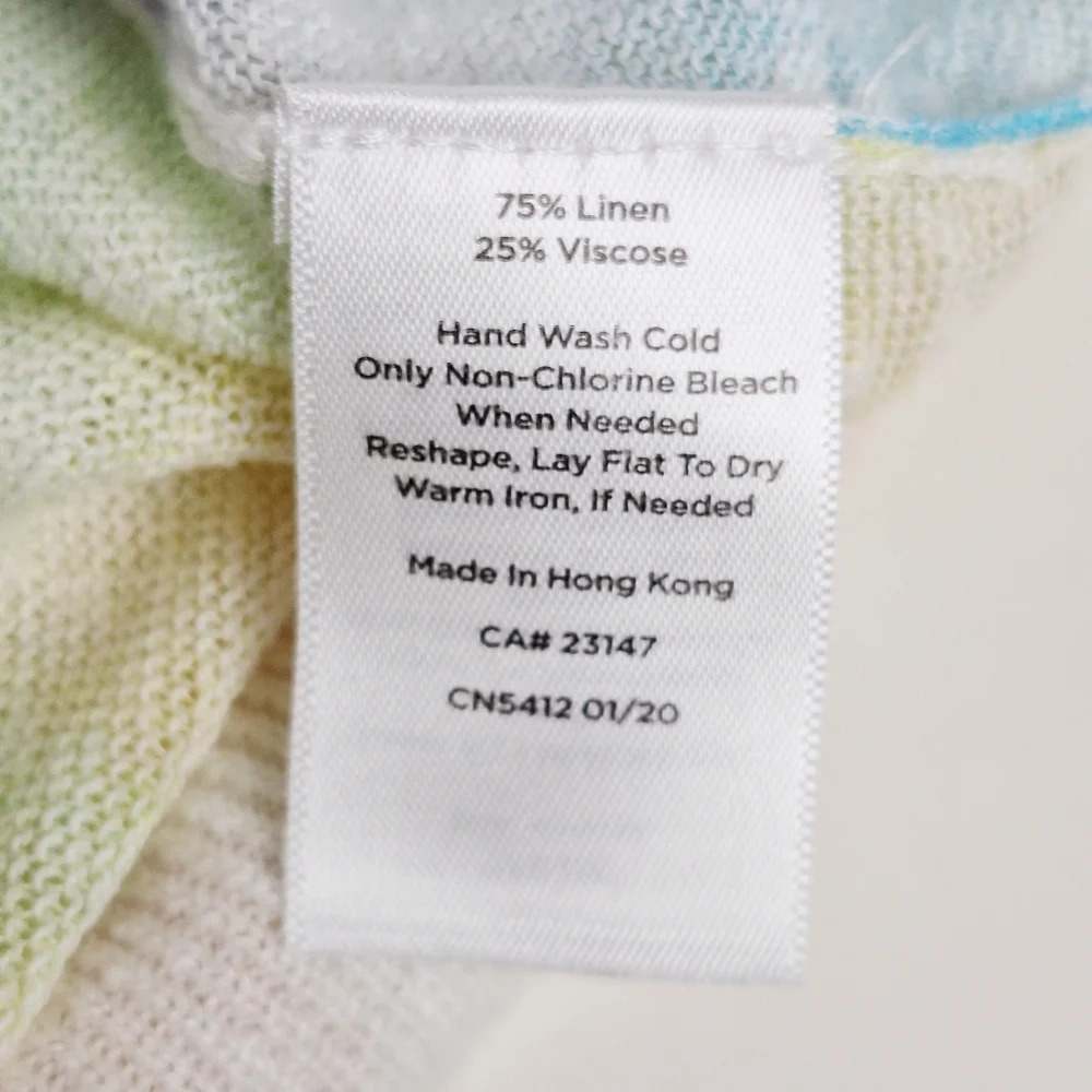 Talbots Sz M Pastel Tie-Dye Lightweight Linen Blend Long Sleeve Pullover Sweater - Picture 9 of 9